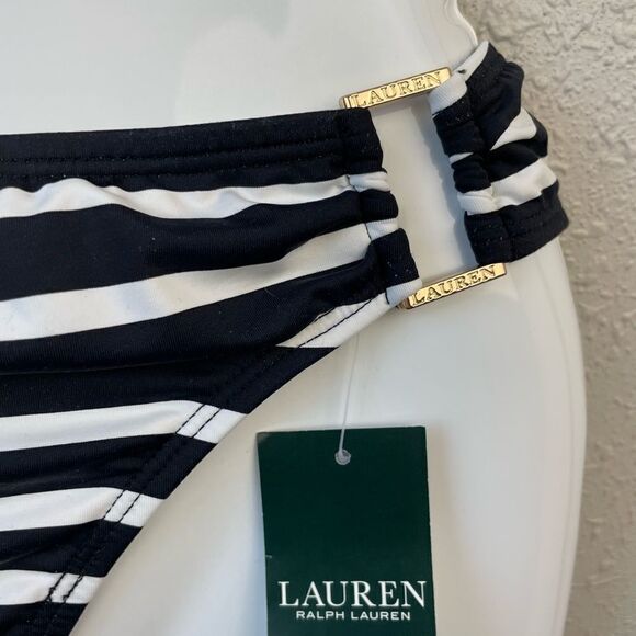 NWT Lauren Ralph Lauren Striped Bikini Bottoms Size 6 - Picture 2 of 3